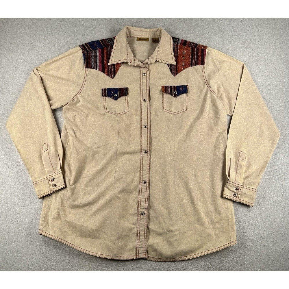 VTG Wrangler Women's Acid Wash Western Long Sleeve Button Down Shirt XL - Picture 2 of 8